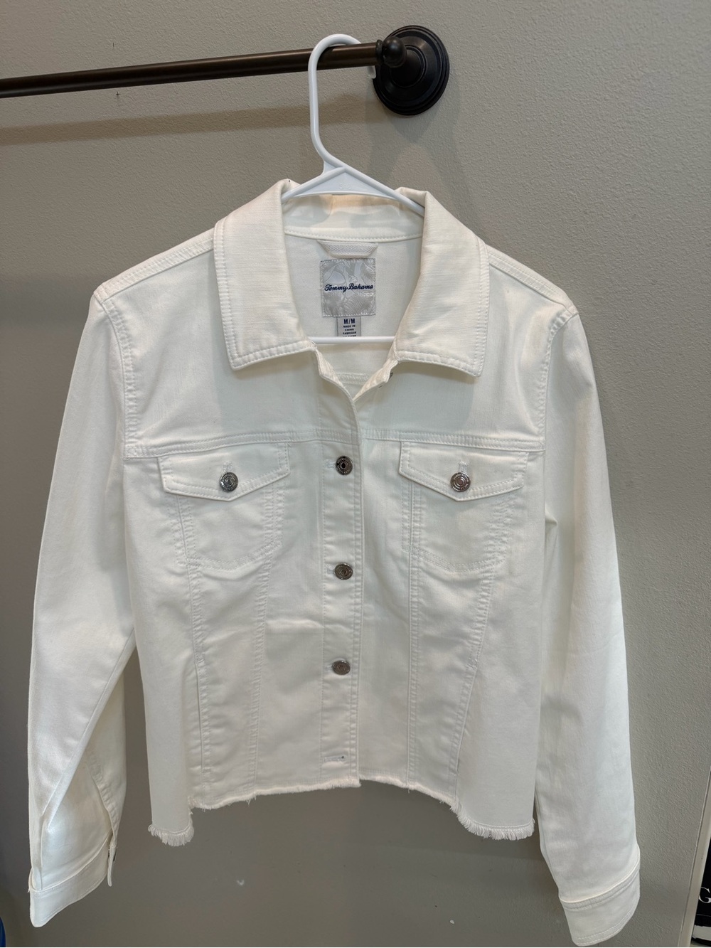 Tommy Bahama White Cropped Denim Trucker Jacket